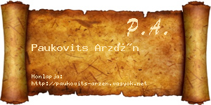 Paukovits Arzén névjegykártya